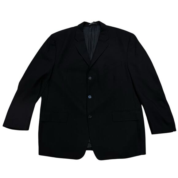 DKNY Essentials Blazer 46R Black 3 Button Wool Jacket Classic Fit Sport Coat - Picture 1 of 7